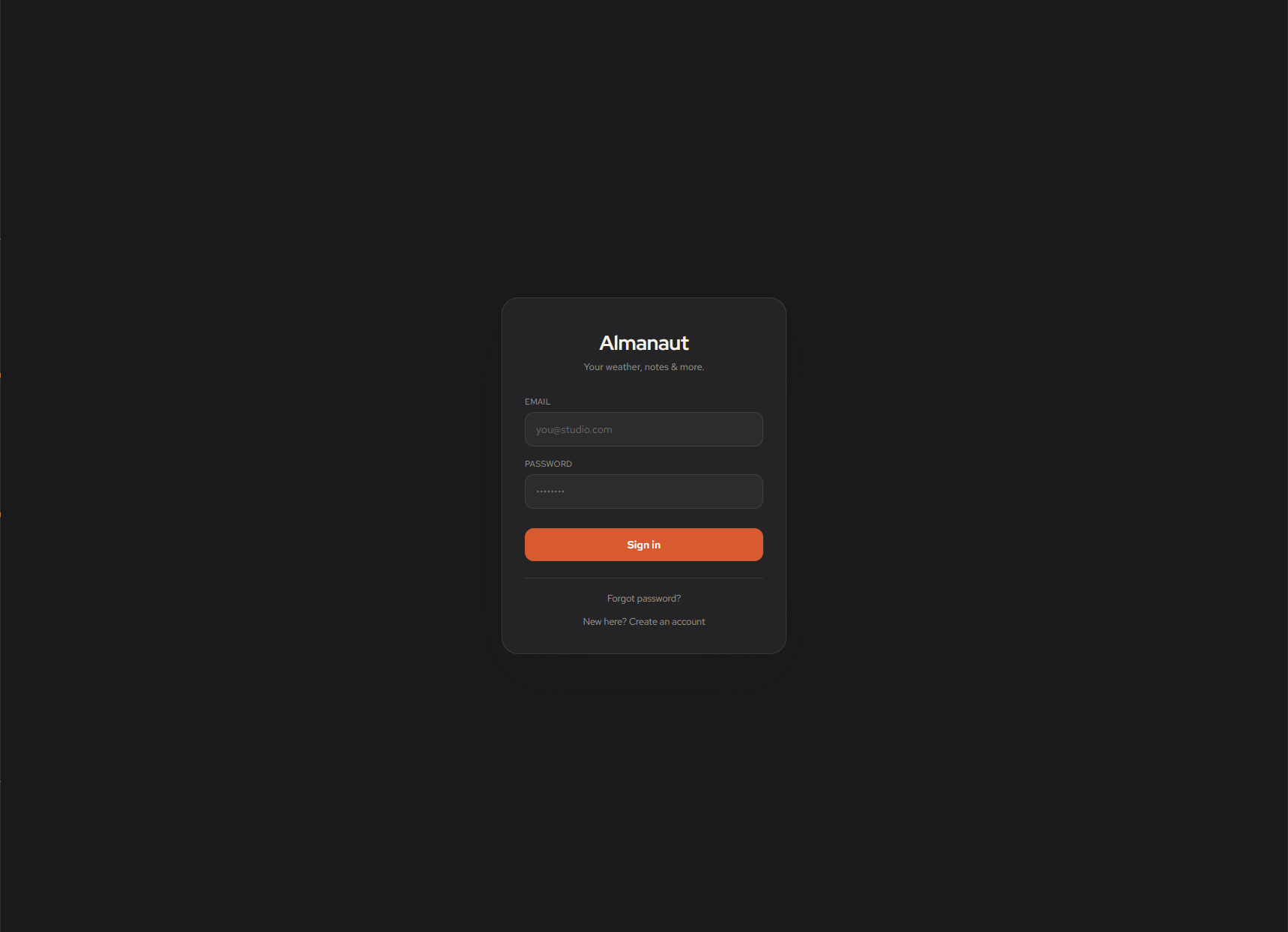 Almanaut dashboard app